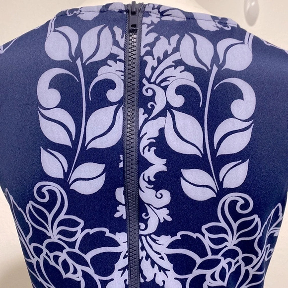 Olivia Matthews Preppy Blue Vine Print Sheath Dress Size S - Picture 4 of 4